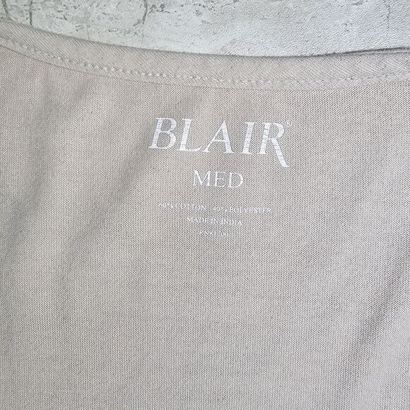 Blair Womens Medium Shirt Top - Beige / Tan Short Sleeve Blouse Casual Brown - Picture 4 of 7